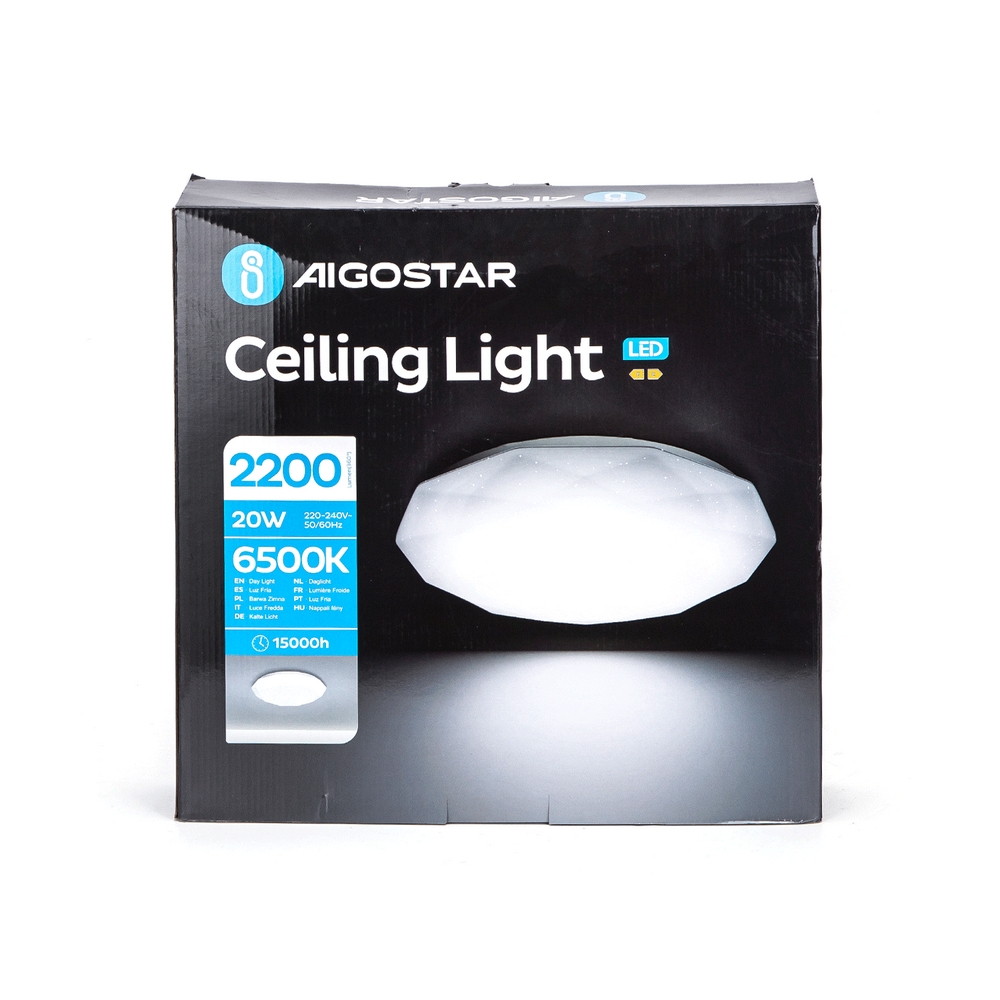Plafoniera Led 20W Bianca Diamante Bianco freddo 6500K Aigostar - Foto 1