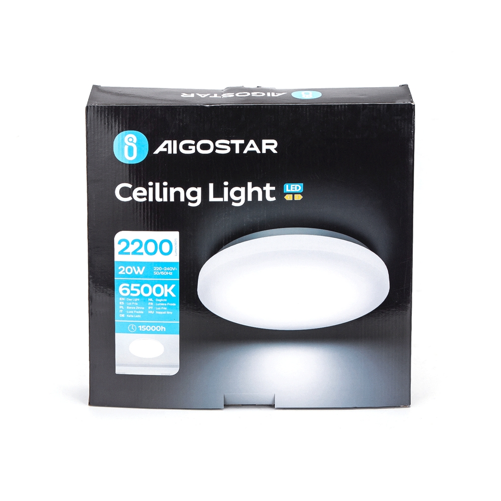 Plafoniera Led 20W Bianca Rotonda Bianco freddo 6500K Aigostar - Foto 1