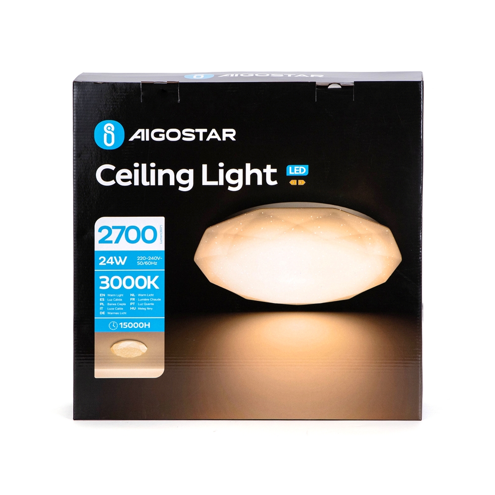 Plafoniera Led 24W Bianca Diamante Bianco caldo 3000K Aigostar - Foto 2