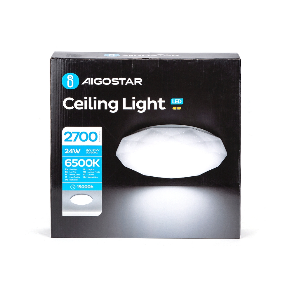 Plafoniera Led 24W Bianca Diamante Bianco freddo 6500K Aigostar - Foto 1