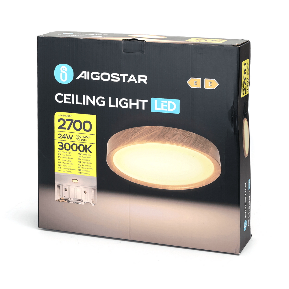 Plafoniera Led 24W Cornice marrone rotonda Bianco caldo 3000K Aigostar - Foto 5