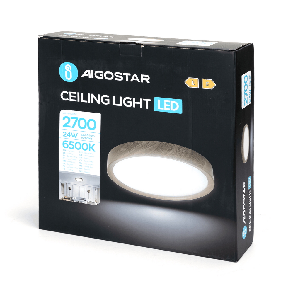 Plafoniera Led 24W Cornice marrone rotonda Bianco freddo 6500K Aigostar - Foto 5