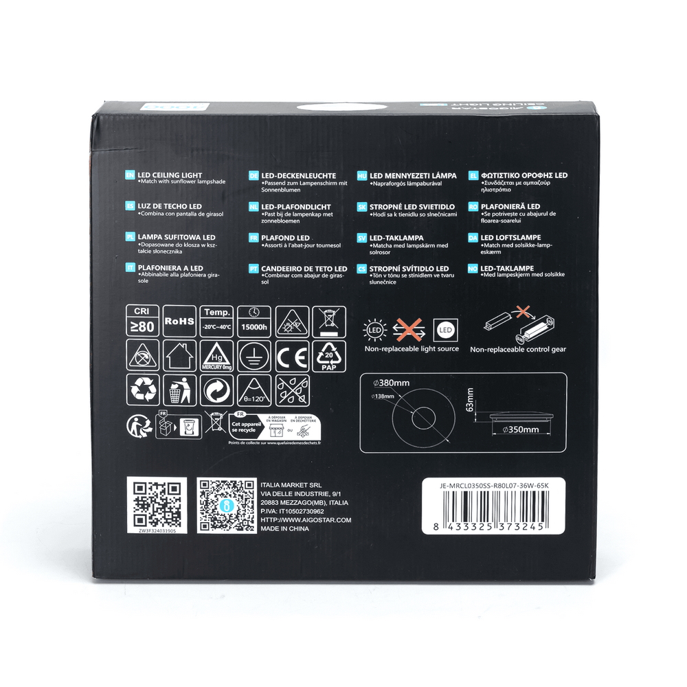 Plafoniera Led 36W Line rotonda Bianco freddo 6500K Aigostar - Foto 6