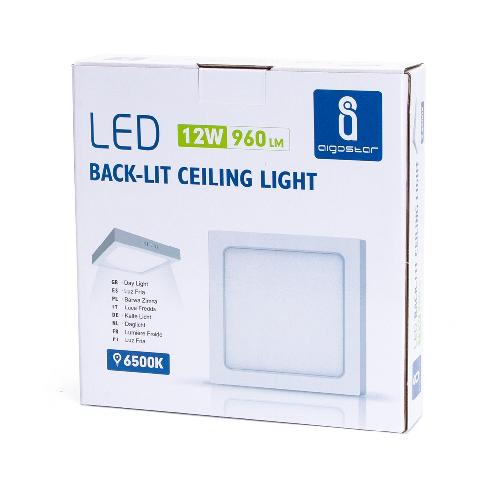 Plafoniera Led slim 12W Bianca Quadrata Bianco freddo 6500K Aigostar - Foto 2