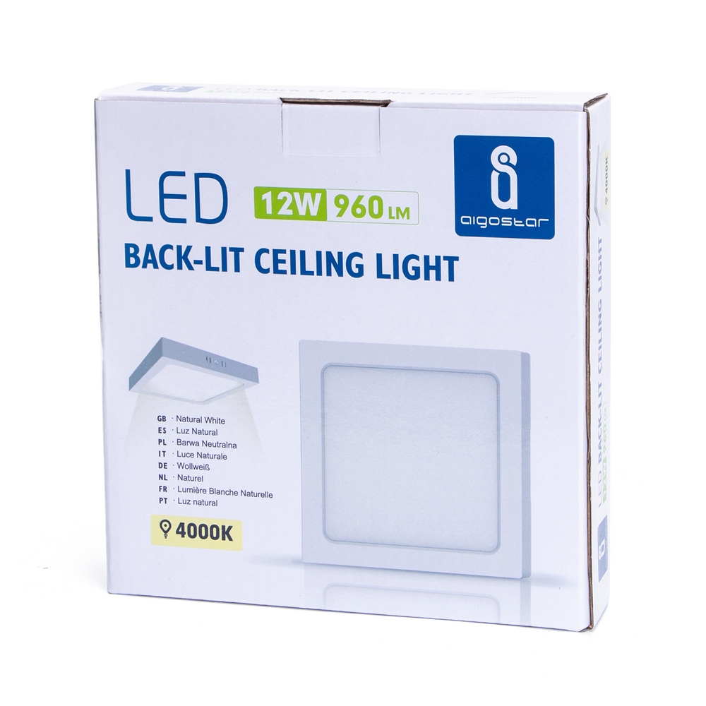 Plafoniera Led slim 12W Bianca Quadrata Bianco neutro 4000K Aigostar - Foto 2