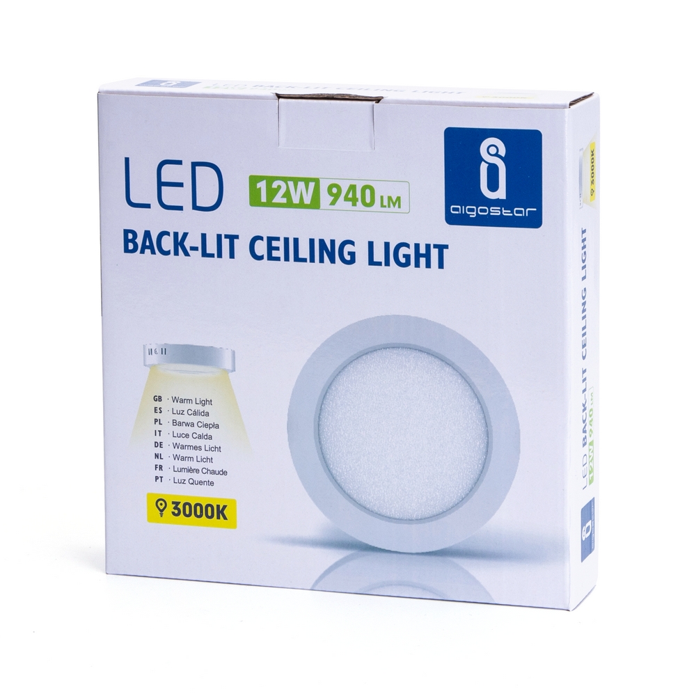 Plafoniera Led slim 12W Bianca Rotonda Bianco caldo 3000K Aigostar - Foto 2