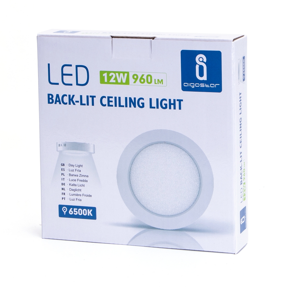 Plafoniera Led slim 12W Bianca Rotonda Bianco freddo 6500K Aigostar - Foto 2
