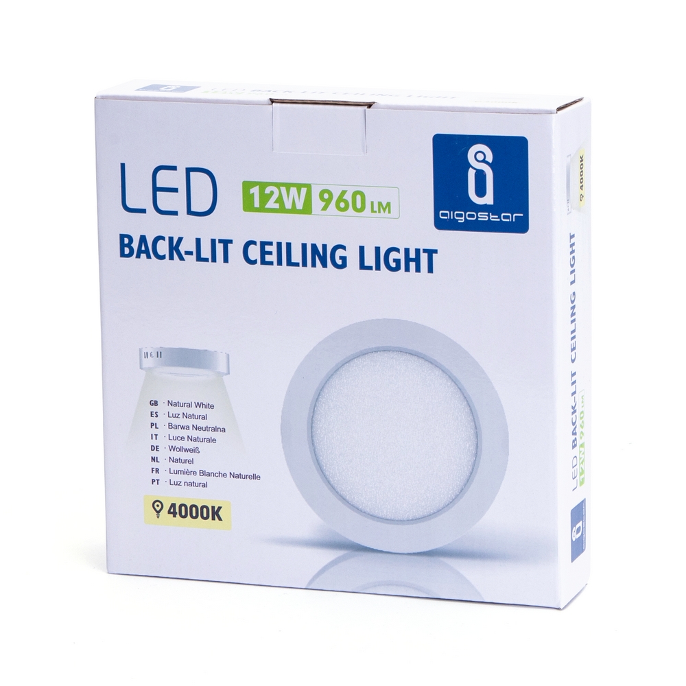 Plafoniera Led slim 12W Bianca Rotonda Bianco neutro 4000K Aigostar - Foto 2
