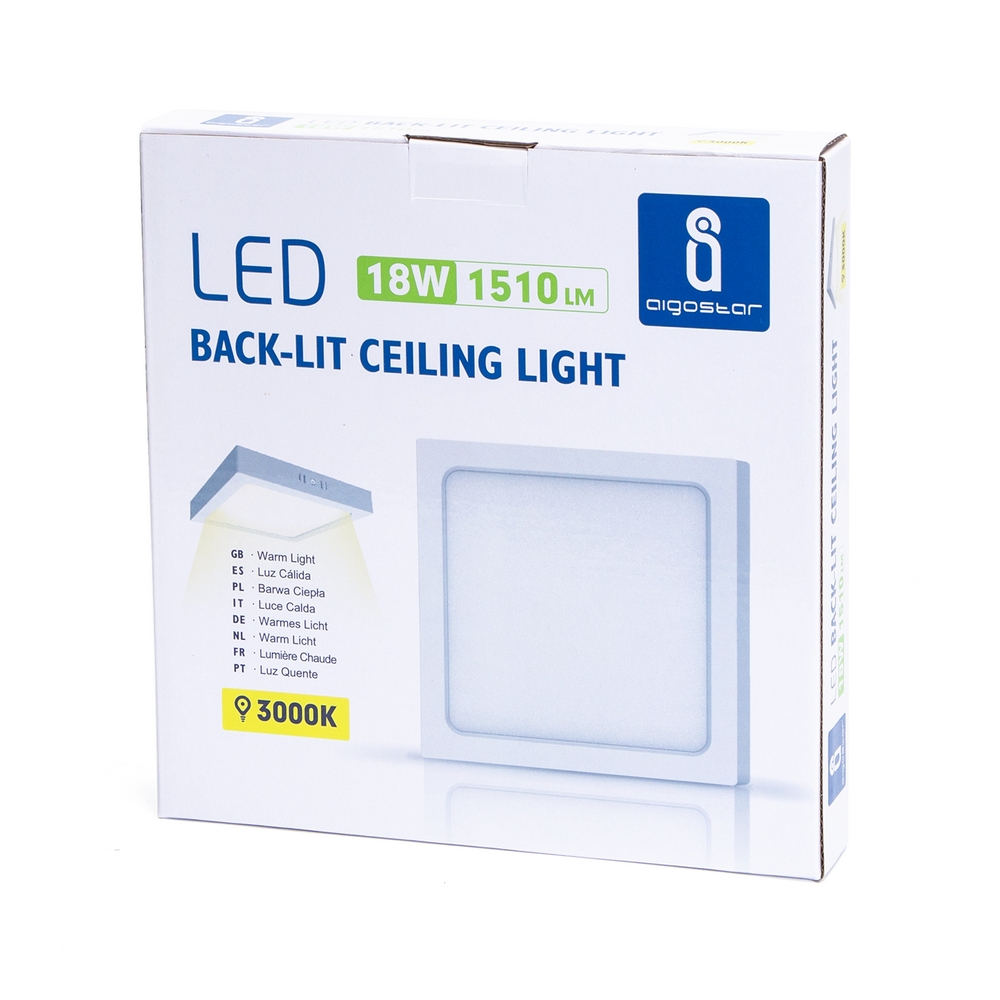 Plafoniera Led slim 18W Bianca Quadrata Bianco caldo 3000K Aigostar - Foto 2
