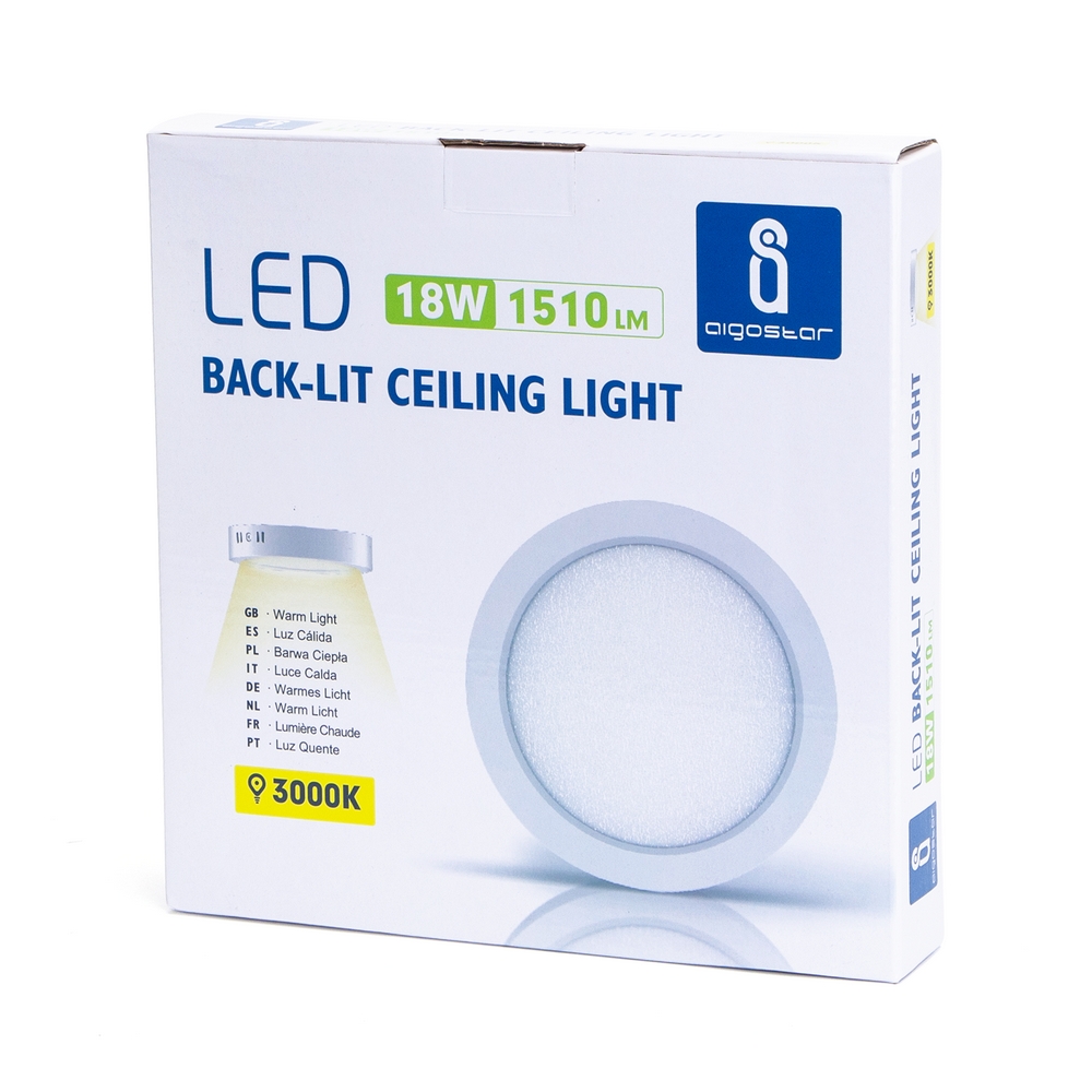 Plafoniera Led slim 18W Bianca Rotonda Bianco caldo 3000K Aigostar - Foto 2
