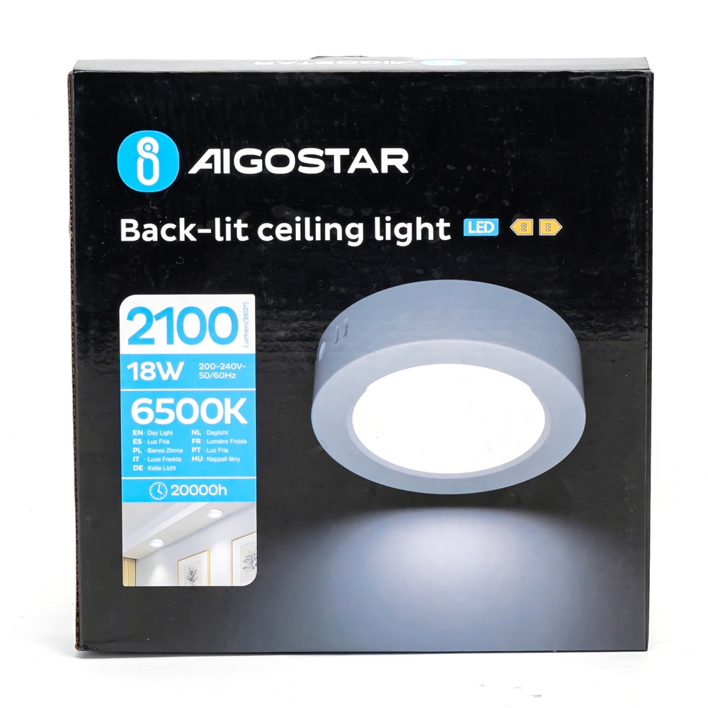 Plafoniera Led slim 18W Bianca Rotonda Bianco freddo 6500K Aigostar - Foto 2