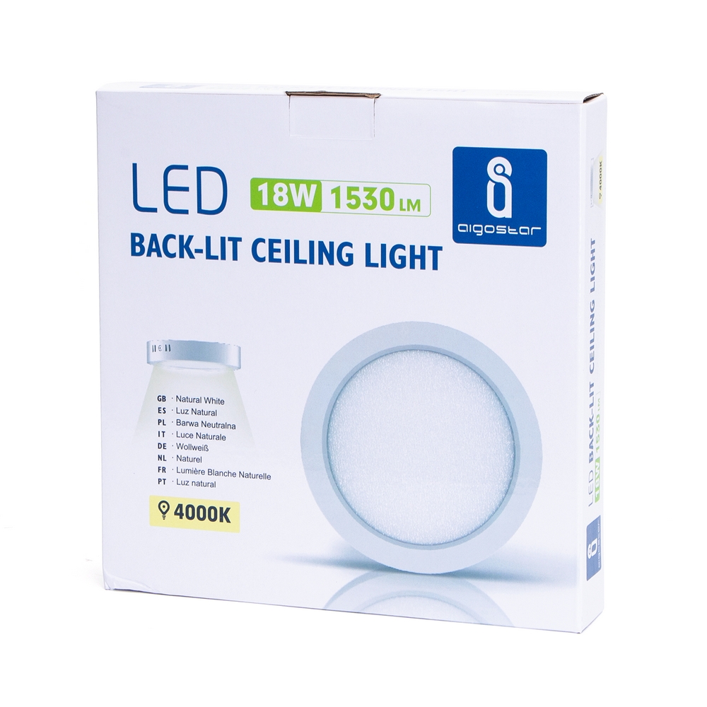 Plafoniera Led slim 18W Bianca Rotonda Bianco neutro 4000K Aigostar - Foto 2