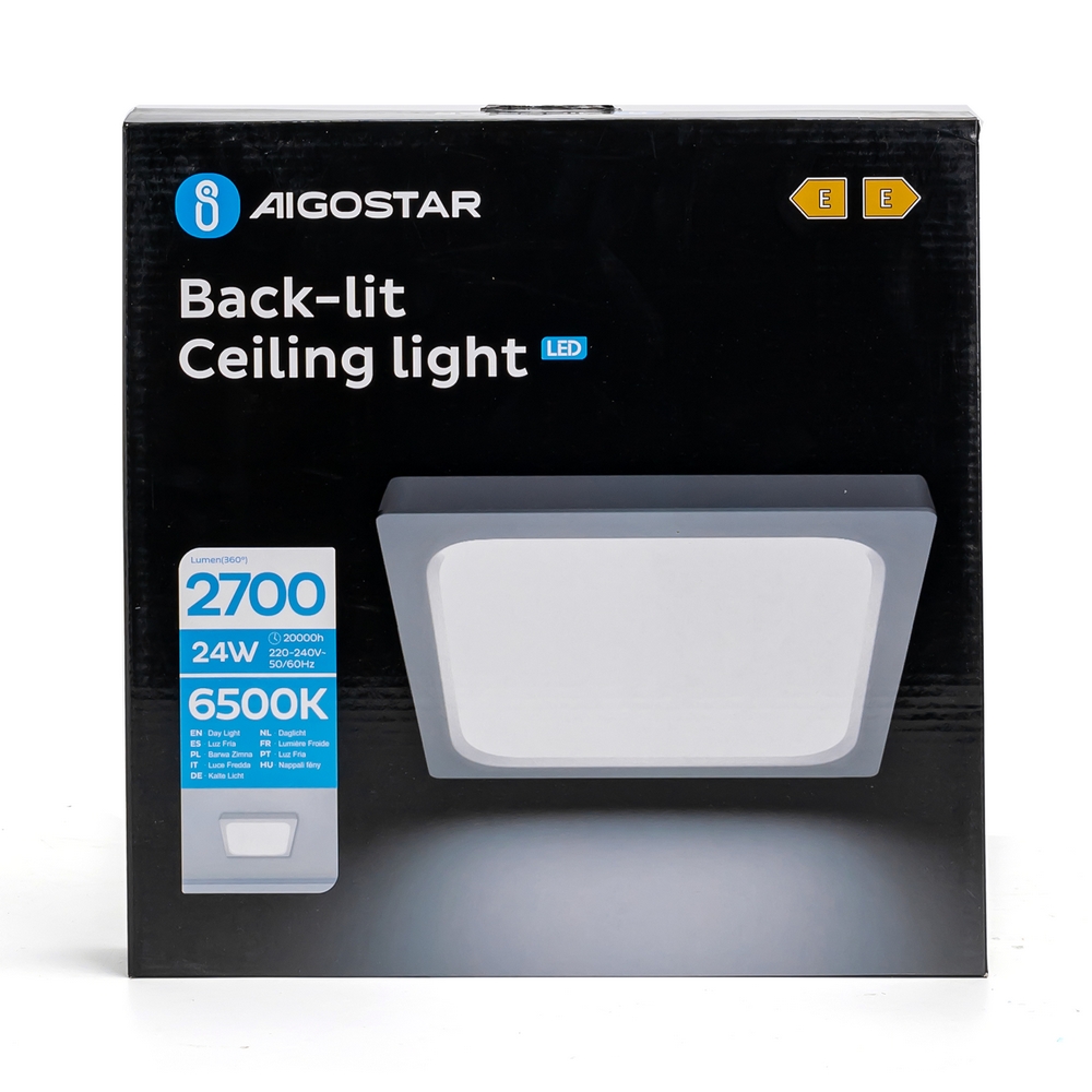 Plafoniera Led slim 24W Bianca Quadrata Bianco freddo 6500K Aigostar - Foto 2