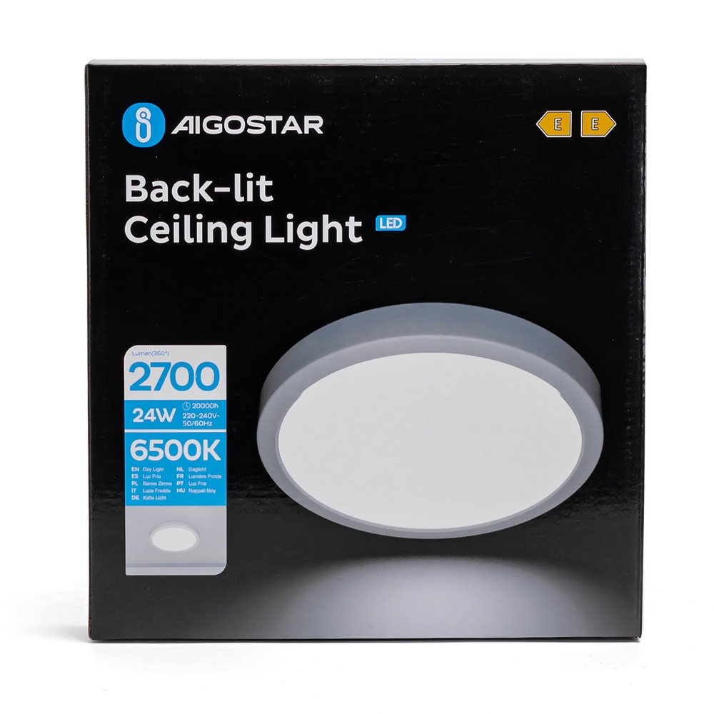 Plafoniera Led slim 24W Bianca Rotonda Bianco freddo 6500K Aigostar - Foto 2