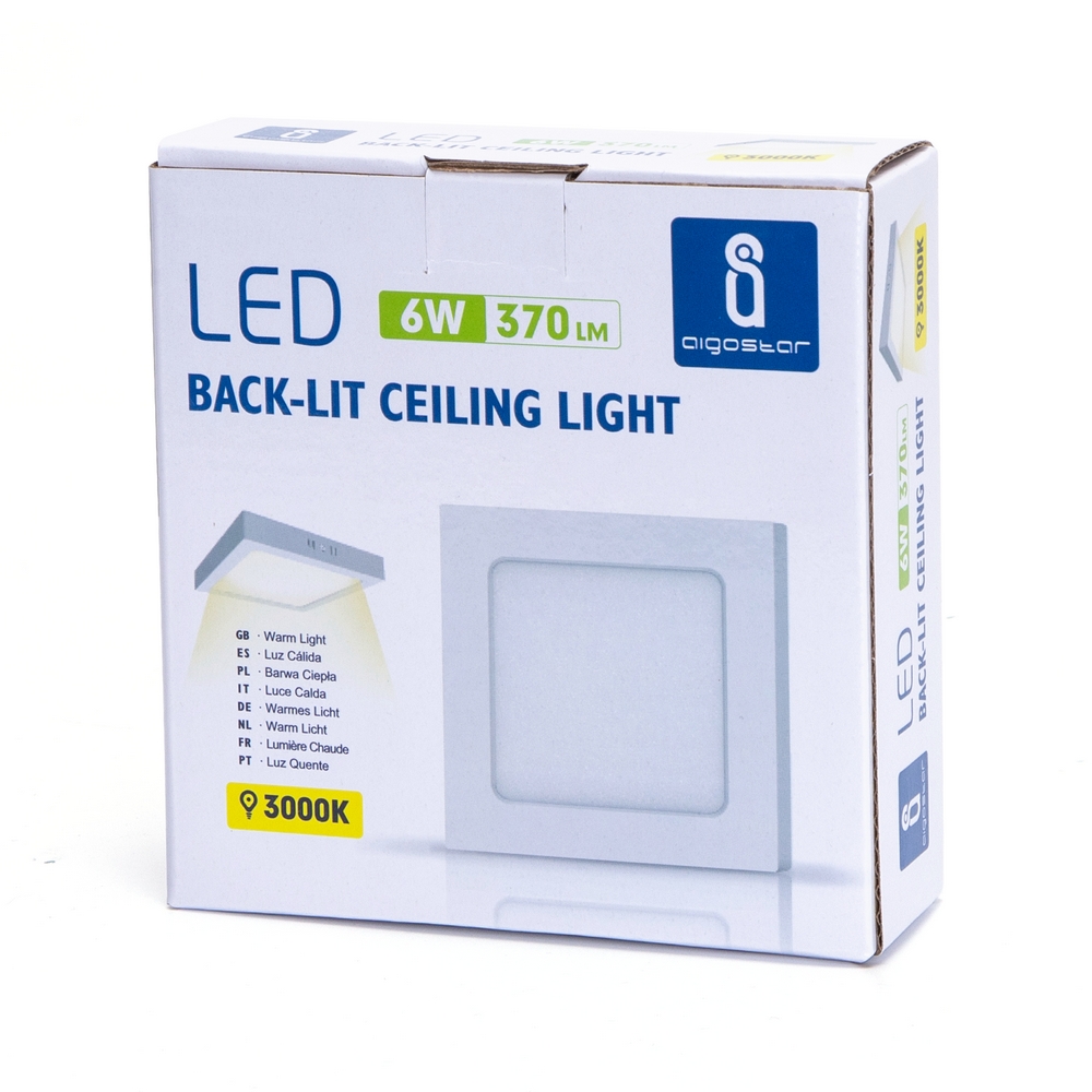 Plafoniera Led slim 6W Bianca Quadrata Bianco caldo 3000K Aigostar - Foto 2