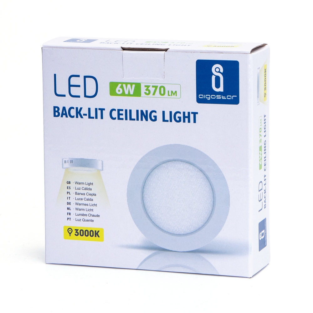 Plafoniera Led slim 6W Bianca Rotonda Bianco caldo 3000K Aigostar - Foto 2