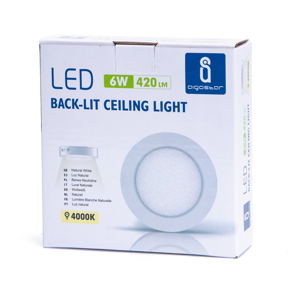 Plafoniera Led slim 6W Bianca Rotonda Bianco neutro 4000K Aigostar - Foto 2