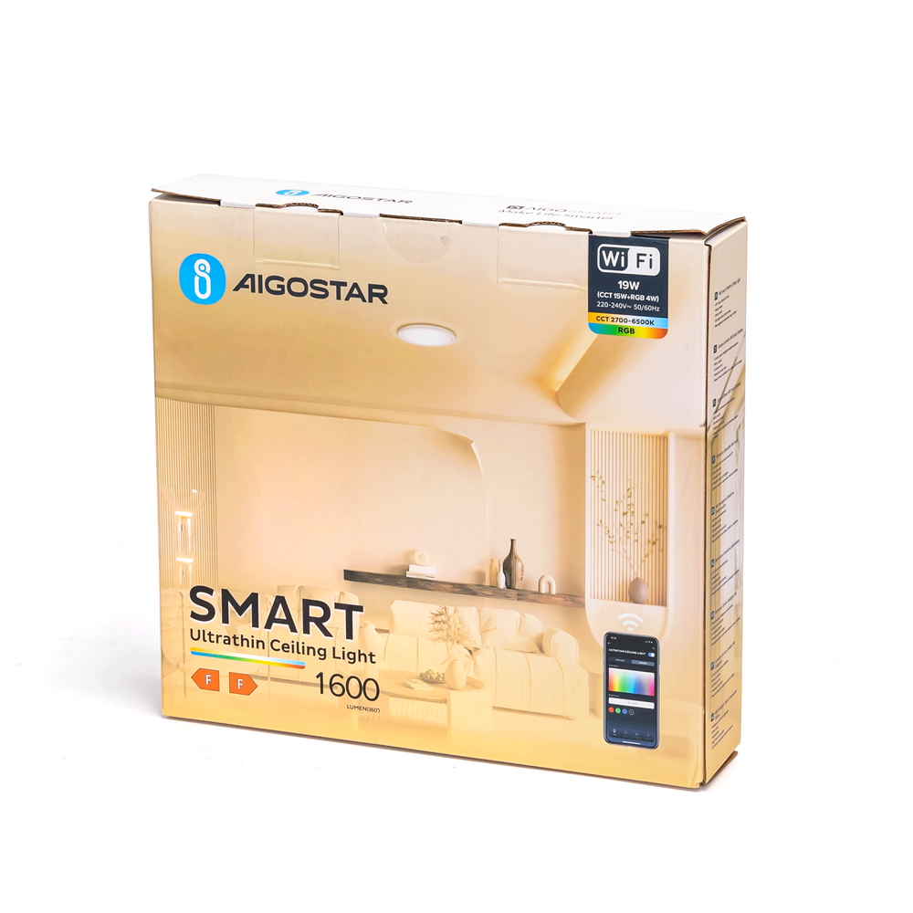 Plafoniera Led Smart 19W WiFi RGB, CCT, luce regolabile e dimmerabile Aigostar - Foto 6