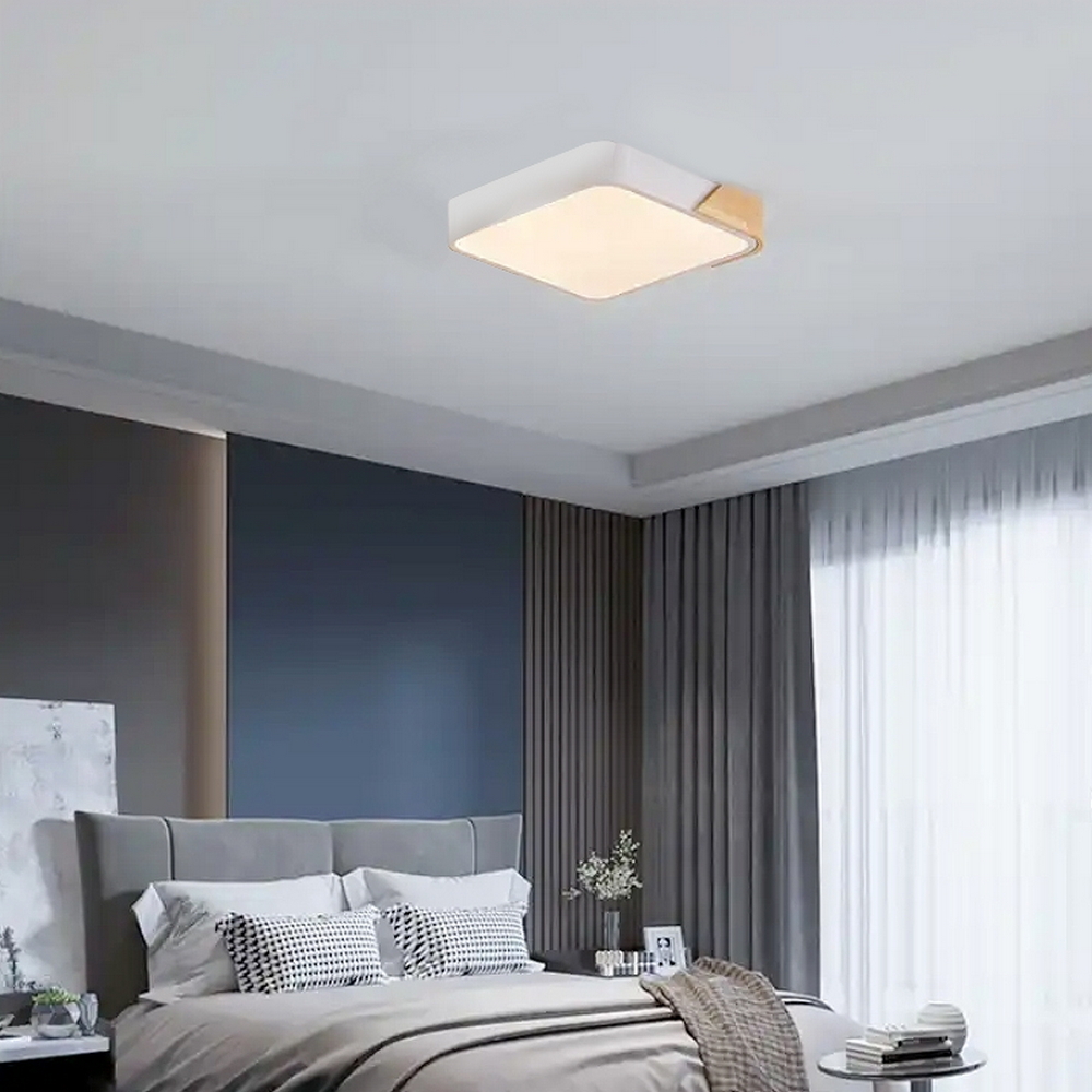 Plafoniera Led Wood 24W Bianca e Marrone Quadrata CCT luce regolabile con telecomando M LEDME - Foto 3