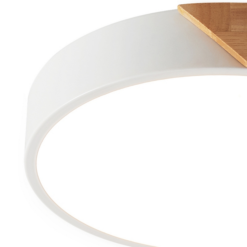 Plafoniera Led Wood 24W Bianca e Marrone Rotonda CCT luce regolabile con telecomando M LEDME - Foto 1