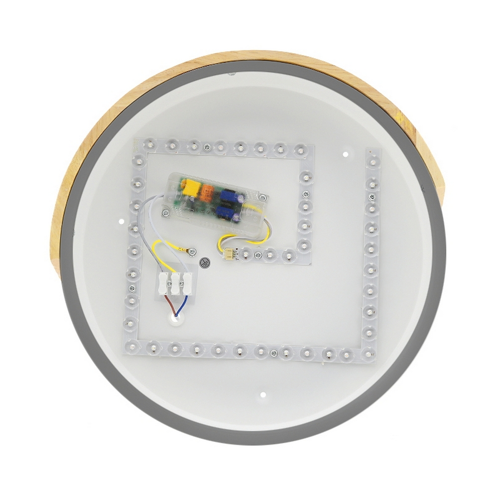 Plafoniera Led Wood 24W Grigia e Marrone Rotonda CCT luce regolabile con telecomando M LEDME - Foto 2
