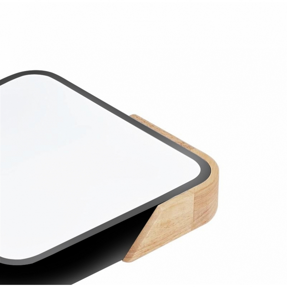 Plafoniera Led Wood 24W Nera e Marrone Quadrata CCT luce regolabile con telecomando M LEDME - Foto 1
