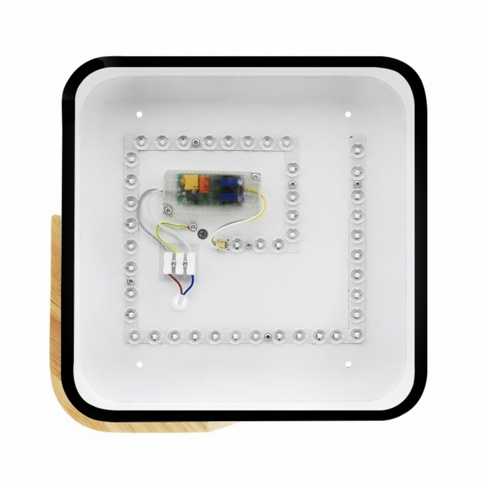 Plafoniera Led Wood 24W Nera e Marrone Quadrata CCT luce regolabile con telecomando M LEDME - Foto 2