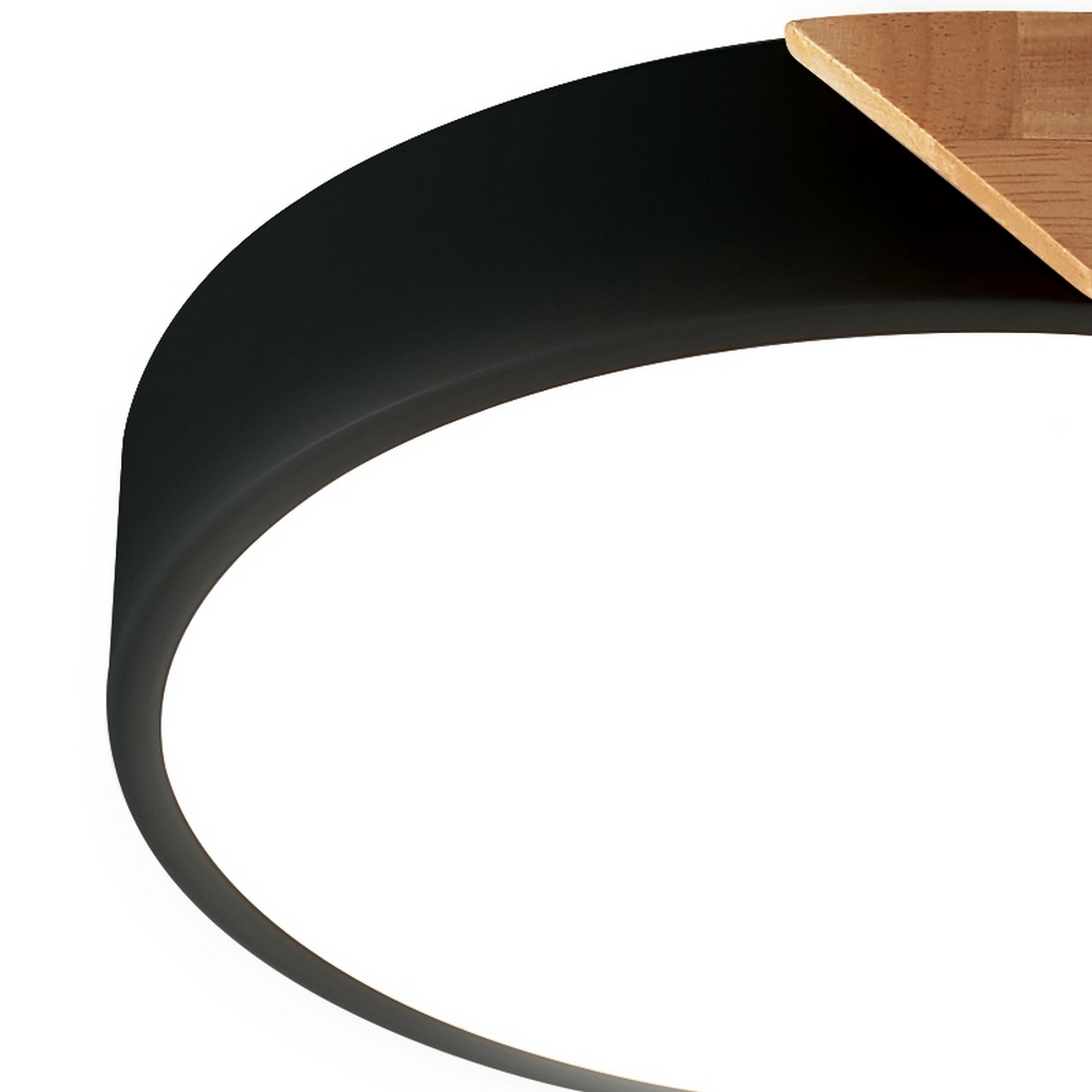 Plafoniera Led Wood 24W Nera e Marrone Rotonda CCT luce regolabile con telecomando M LEDME - Foto 1