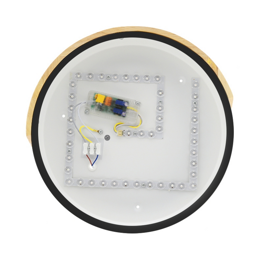 Plafoniera Led Wood 24W Nera e Marrone Rotonda CCT luce regolabile con telecomando M LEDME - Foto 2
