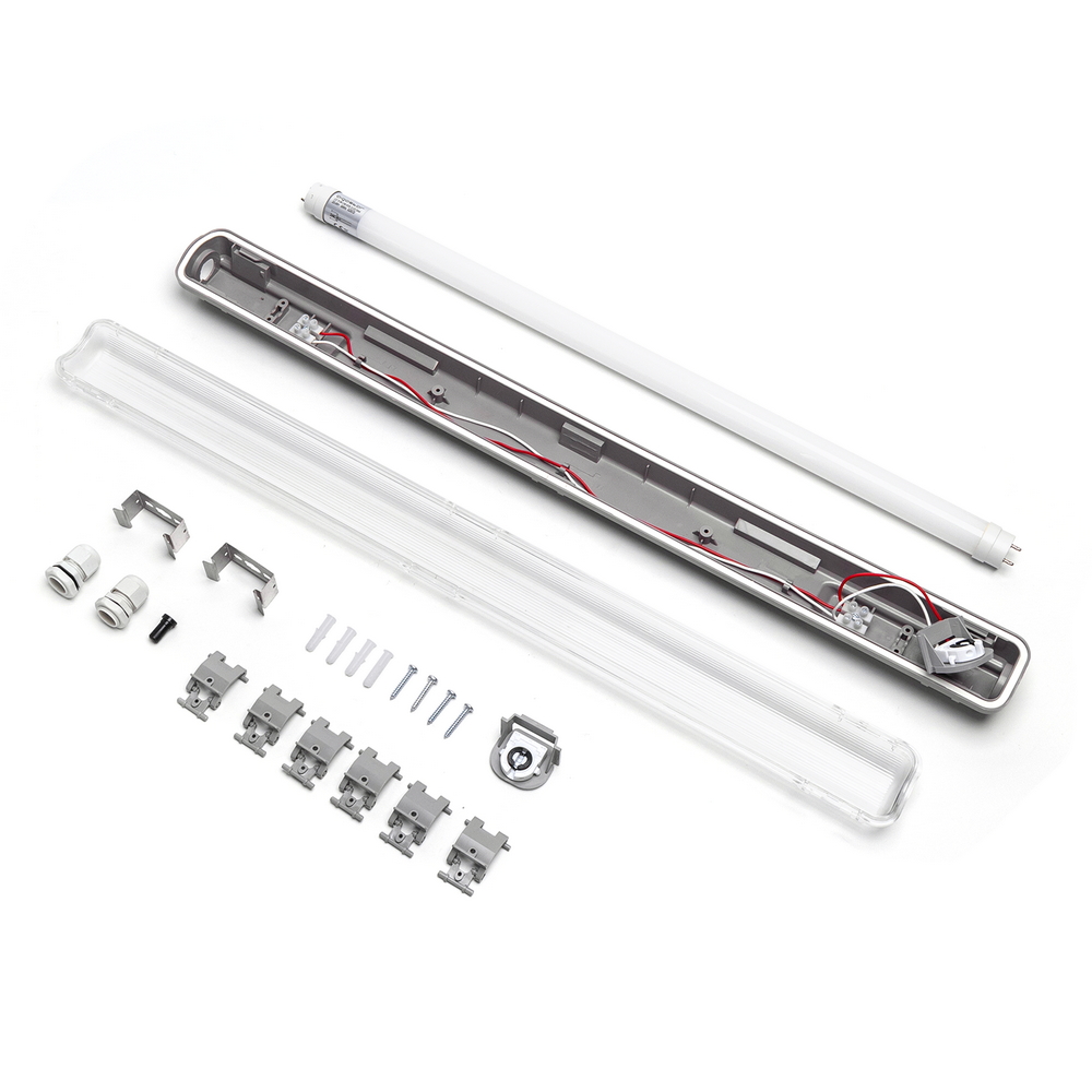 Plafoniera stagna a 1 posto con Tubo Led G13 T8 incluso da 60cm IP65 Bianco neutro 4000K Aigostar - Foto 3