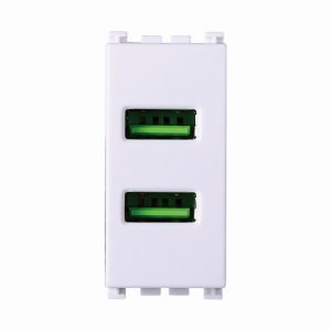 Foto principale Presa USB a 2 posti bianca compatibile anche con Vimar Arké