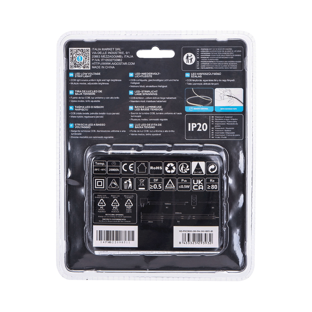 Striscia Led 24V 18W COB 2 metri IP20 Bianco caldo 3000K Aigostar - Foto 5