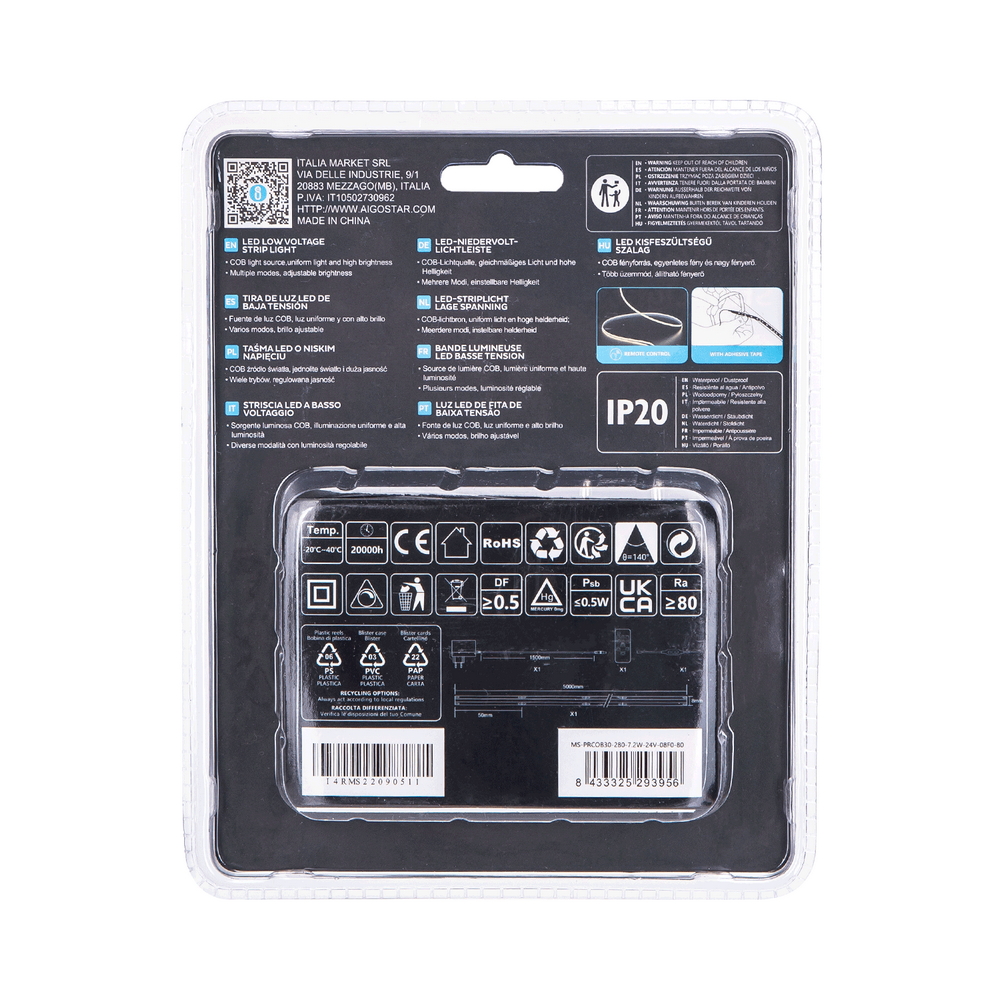 Striscia Led 24V 36W COB 5 metri IP20 Bianco caldo 3000K Aigostar - Foto 5