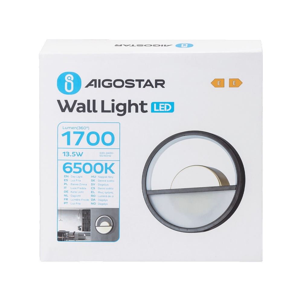 Applique Led da parete Drawn 13,5W Nero IP20 Bianco freddo 6500K Aigostar - Foto 5