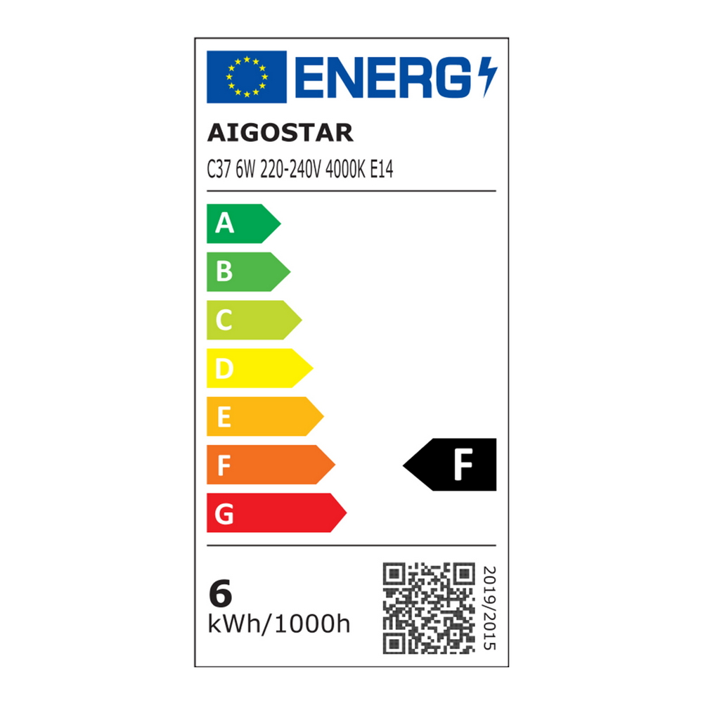 Confezione da 5 Lampadine Led E14 C37 6W Bianco neutro 4000K Aigostar - Foto 5