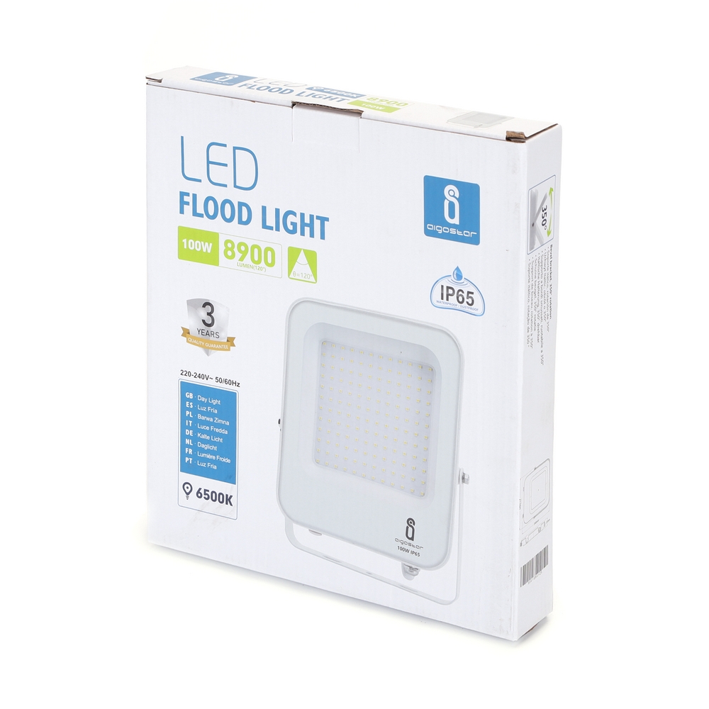 Faro proiettore Led 100W Bianco da esterno IP65 Bianco freddo 6500K Aigostar - Foto 3