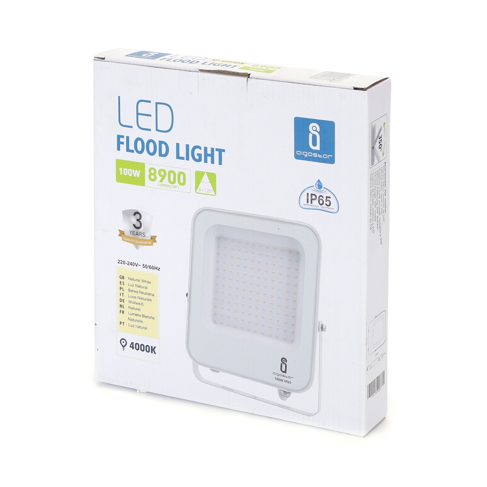 Faro proiettore Led 100W Bianco da esterno IP65 Bianco neutro 4000K Aigostar - Foto 3