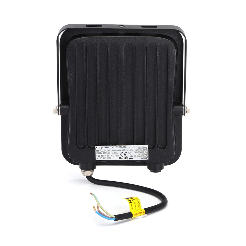 Faro proiettore Led 100W Nero da esterno IP65 Bianco freddo 6500K con sensore crepuscolare e di movimento Aigostar - Foto 1