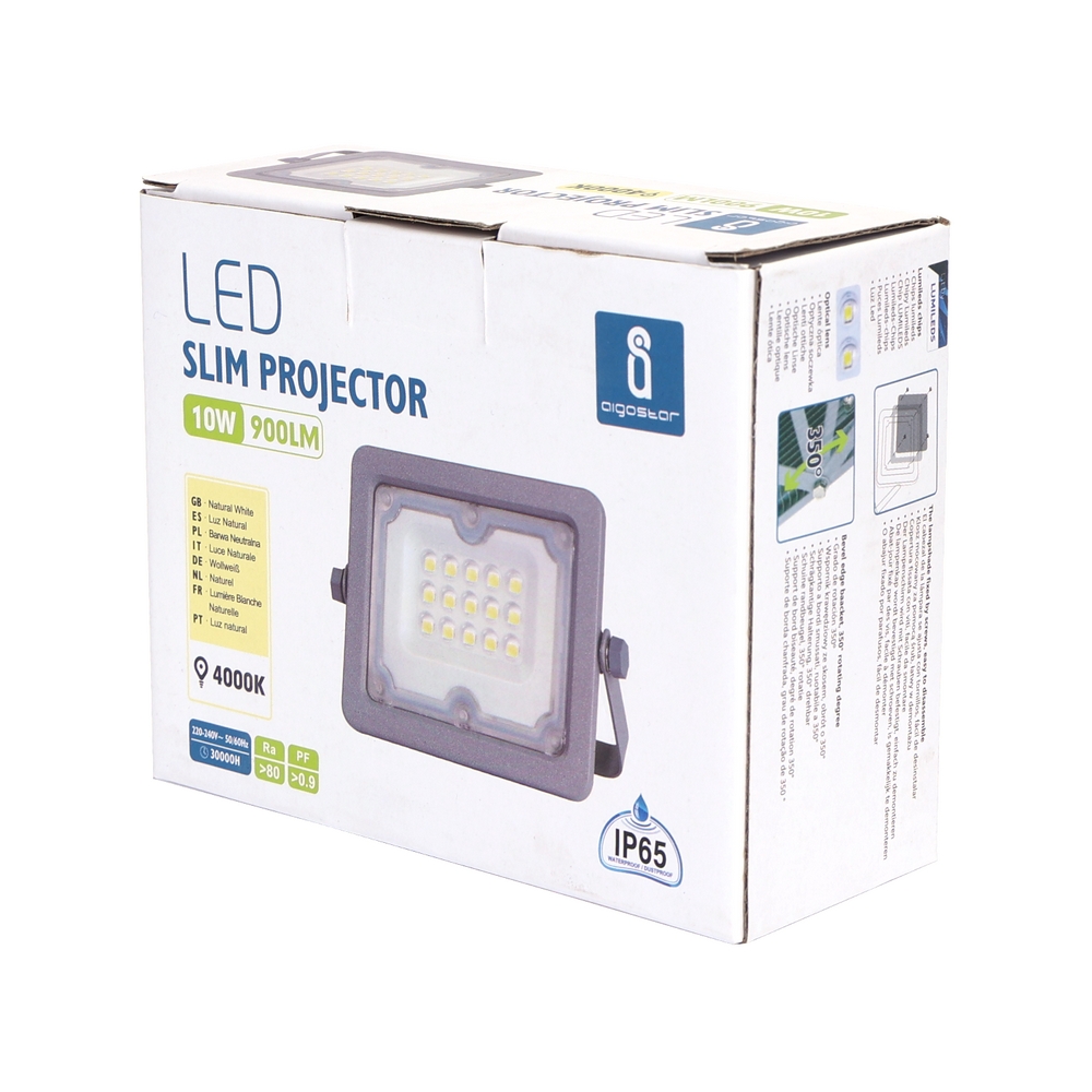 Faro proiettore Led 10W Grigio da esterno IP65 Bianco neutro 4000K Aigostar - Foto 3