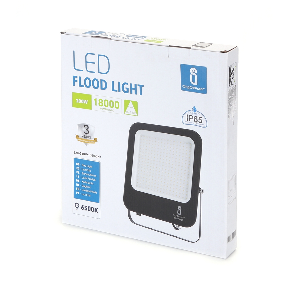 Faro proiettore Led 200W Nero da esterno IP65 Bianco freddo 6500K Aigostar - Foto 3