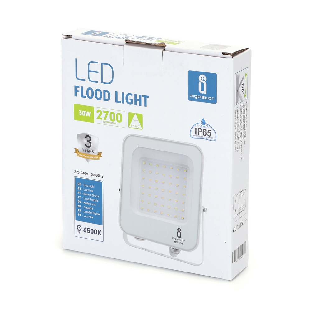 Faro proiettore Led 30W Bianco da esterno IP65 Bianco freddo 6500K Aigostar - Foto 3