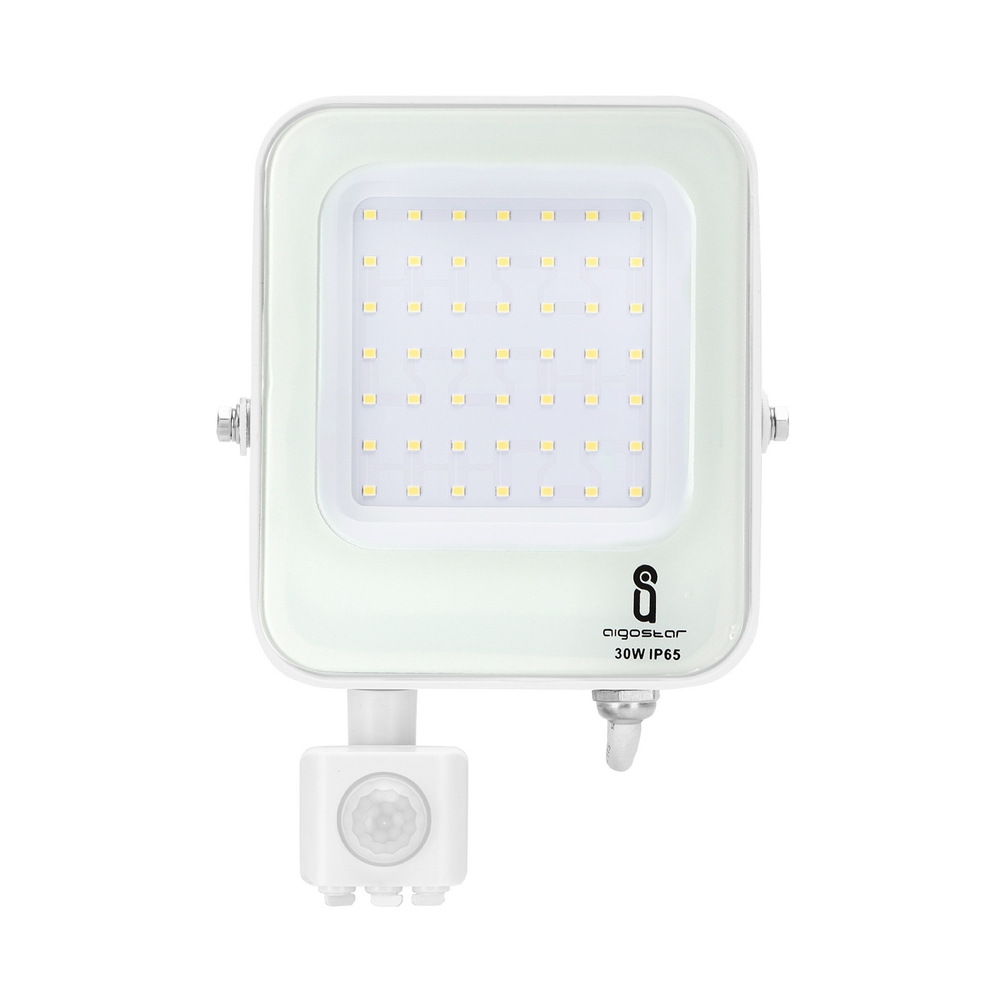 Faro proiettore Led 30W Bianco da esterno IP65 Bianco freddo 6500K con sensore crepuscolare e di movimento Aigostar - Foto 1