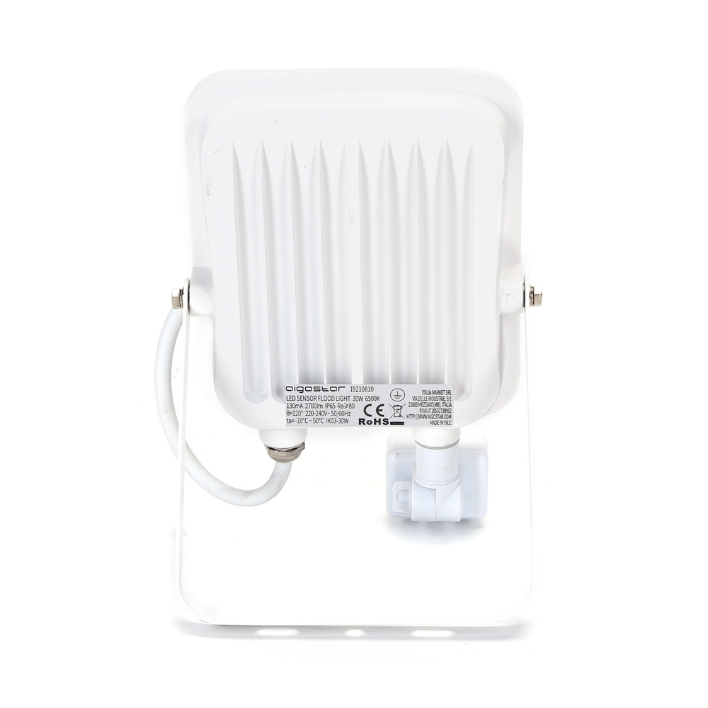 Faro proiettore Led 30W Bianco da esterno IP65 Bianco freddo 6500K con sensore crepuscolare e di movimento Aigostar - Foto 2