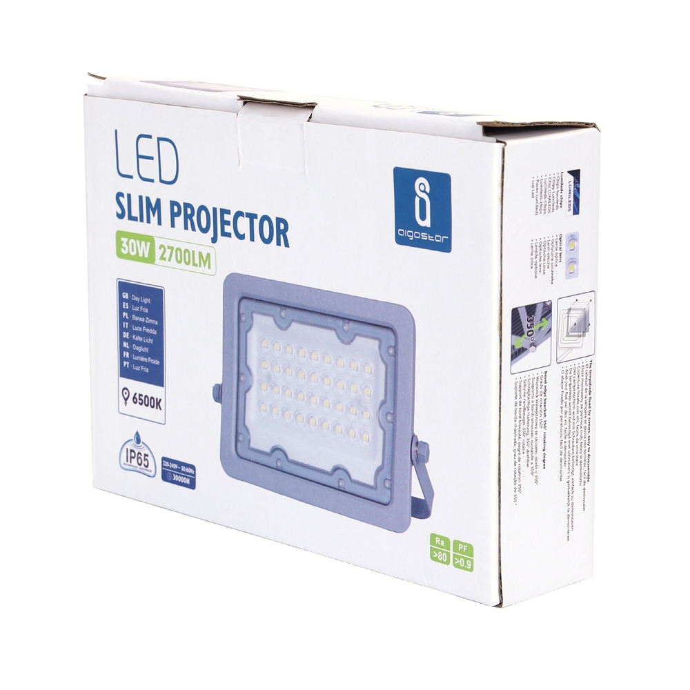 Faro proiettore Led 30W Grigio da esterno IP65 Bianco freddo 6500K Aigostar - Foto 3