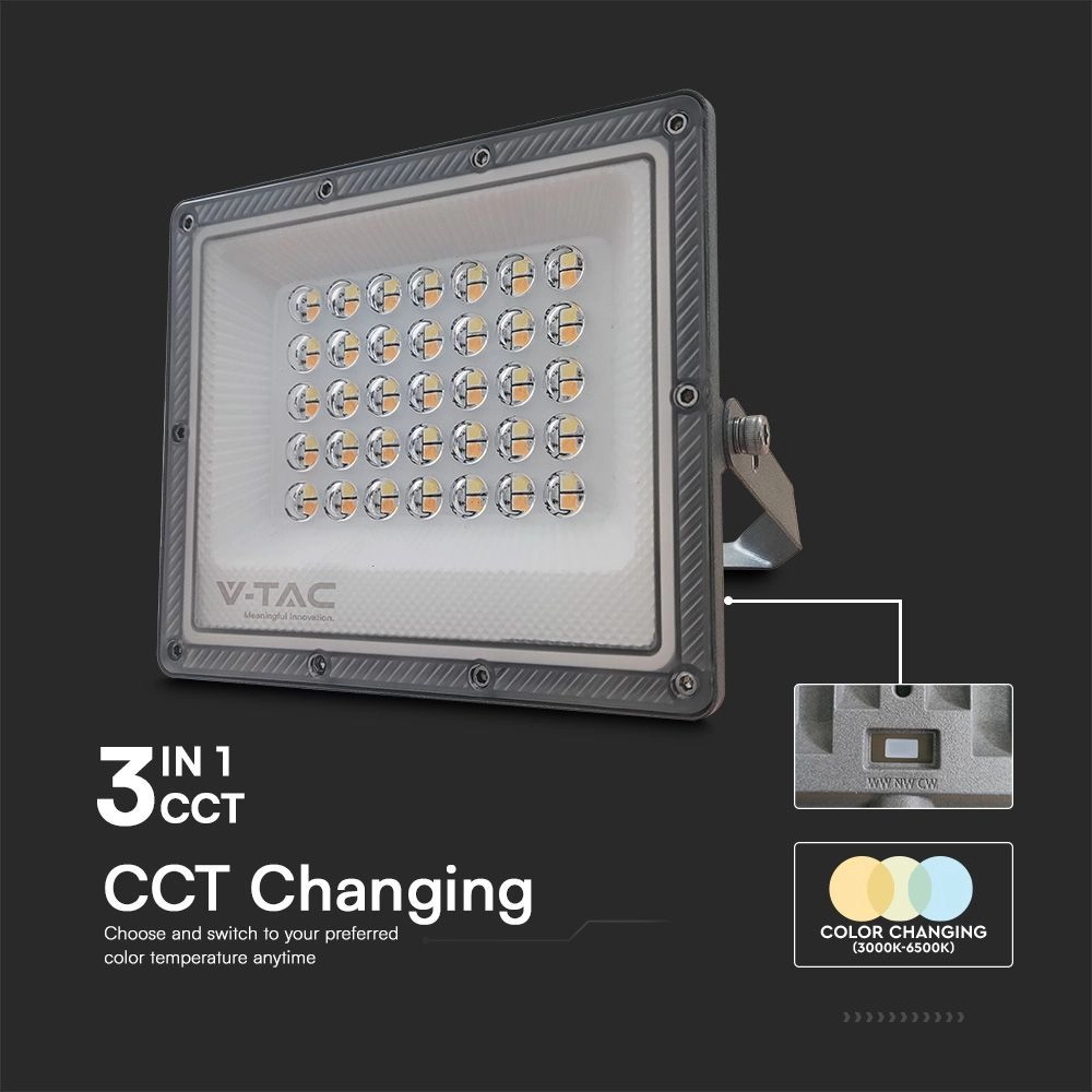 Faro proiettore Led 30W Grigio da esterno IP65 CCT temperatura colore regolabile V-TAC - Foto 1
