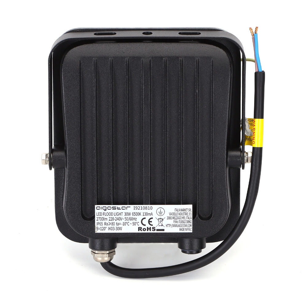 Faro proiettore Led 30W Nero da esterno IP65 Bianco freddo 6500K Aigostar - Foto 2