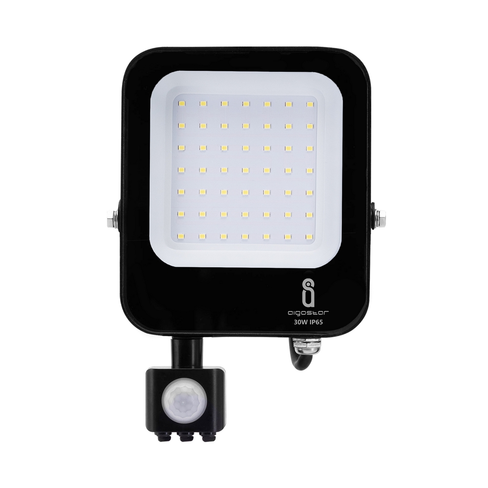 Faro proiettore Led 30W Nero da esterno IP65 Bianco freddo 6500K con sensore crepuscolare e di movimento Aigostar - Foto 1