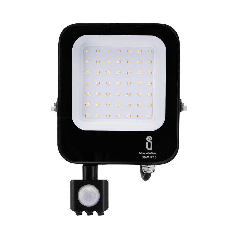 Faro proiettore Led 30W Nero da esterno IP65 Bianco neutro 4000K con sensore crepuscolare e di movimento Aigostar - Foto 1