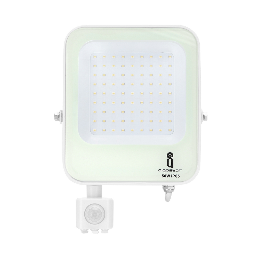 Faro proiettore Led 50W Bianco da esterno IP65 Bianco neutro 4000K con sensore crepuscolare e di movimento Aigostar - Foto 1