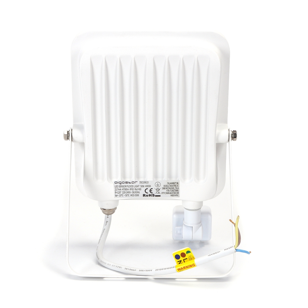 Faro proiettore Led 50W Bianco da esterno IP65 Bianco neutro 4000K con sensore crepuscolare e di movimento Aigostar - Foto 2